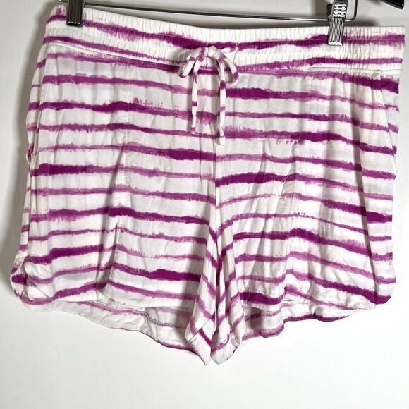 Soma Cool Nights Pajama Set Stretch Large Button Up Collar Shorts Tie Dye Comfy - Picture 7 of 11